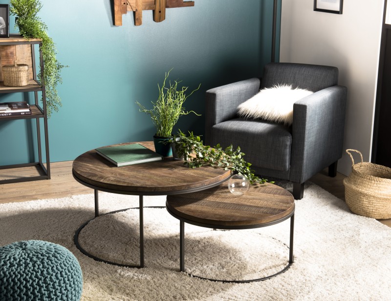 SIXTINE - Set of 2 Round Nesting Coffee Tables SIXTINE - Set of 2 Round Nesting Coffee Tables