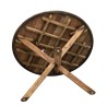 SIXTINE Brown Round Dining Table 130x130cm - Cross Legs Recycled Teak