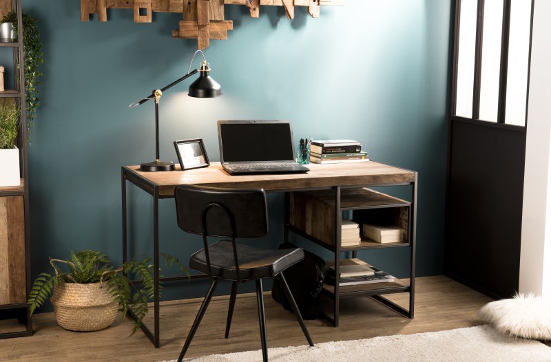 Bureau SIXTINE en teck recyclé - 1 niche et 1 tablette Bureau SIXTINE en teck recyclé - 1 niche et 1 tablette