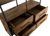 SIXTINE - Brown 4 Tier 4 Drawer Recycled Teak and Black Metal Shelf