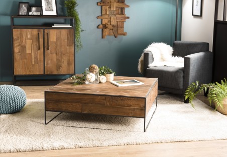 Table basse carrée SIXTINE 100x100cm en teck recyclé