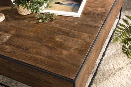 Table basse carrée SIXTINE 100x100cm en teck recyclé