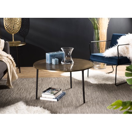 Table basse ronde JOHAN 80x80cm doré et noir