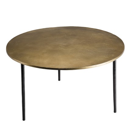 JOHAN Round Coffee Table 80x80cm - Gold Aluminum Top, Black Legs