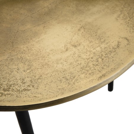 Table d'appoint ronde JOHAN 51x51cm - Aluminium doré et pieds noirs