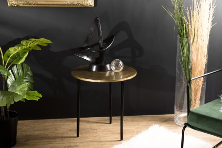JOHAN Round Side Table 51x51cm - Black and Gold Design