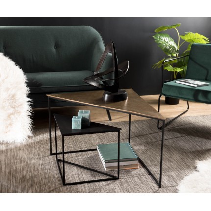 JOHAN - Set of 2 Nesting Tables in Gold and Black Aluminum