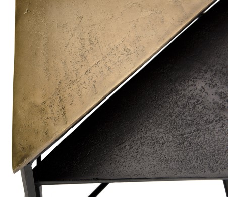 Set de 2 tables gigognes triangles aluminium doré et noir