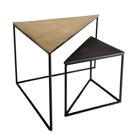 JOHAN - Set of 2 Nesting Tables in Gold and Black Aluminum