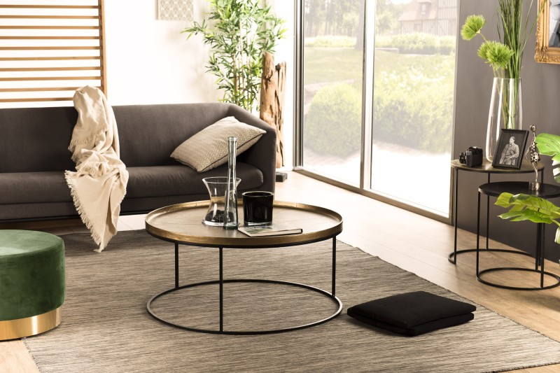 Table basse ronde JOHAN 88x88cm aluminium doré Table basse ronde JOHAN 88x88cm aluminium doré