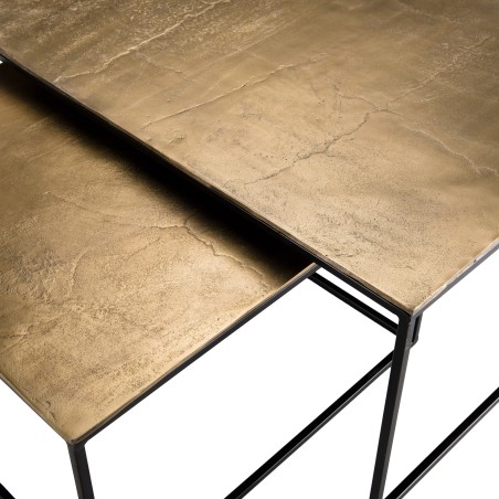 JOHAN - Set of 2 Nesting Tables in Gold Aluminum