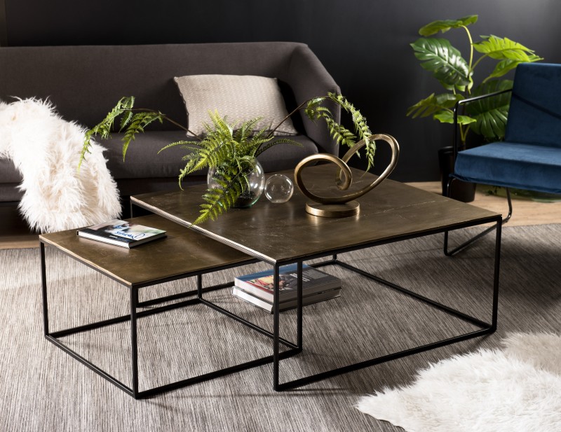 Set de 2 tables gigognes carrées JOHAN Set de 2 tables gigognes carrées JOHAN