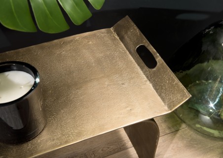 JOHAN - Rectangular Coffee Table/Low Console 163x40cm Golden Aluminum