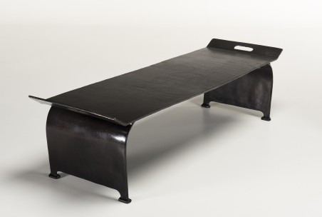 JOHAN Rectangular Black Aluminum Coffee Table 134x40cm