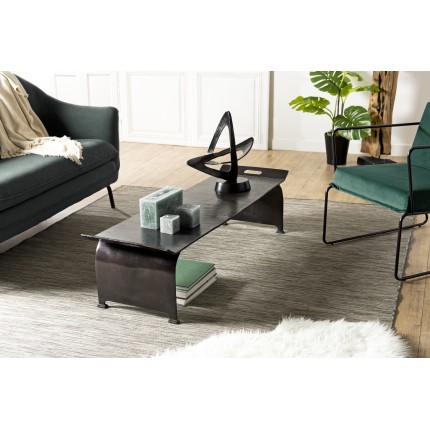 Table basse JOHAN en aluminium noir 134x40cm