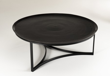 Table basse ronde JOHAN en aluminium noir 100x100cm