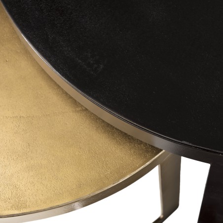 Set de 2 tables gigognes JOHAN - Aluminium noir doré - Salon moderne