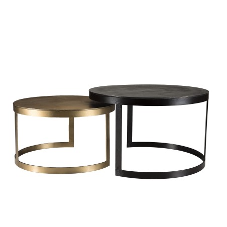 Set de 2 tables gigognes JOHAN - Aluminium noir doré - Salon moderne