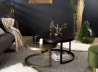 JOHAN - Set of 2 Round Nesting Tables | Black and Gold Aluminum Belt