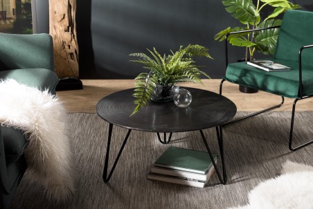 Table basse ronde JOHAN 75x75cm noir