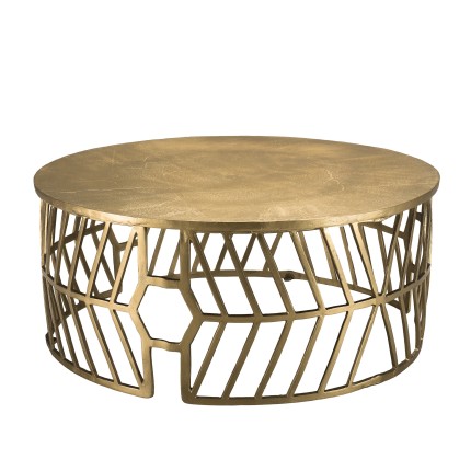 Table basse ronde JOHAN en aluminium doré