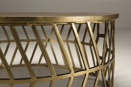 Table basse ronde JOHAN en aluminium doré