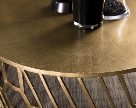 Table basse ronde JOHAN en aluminium doré