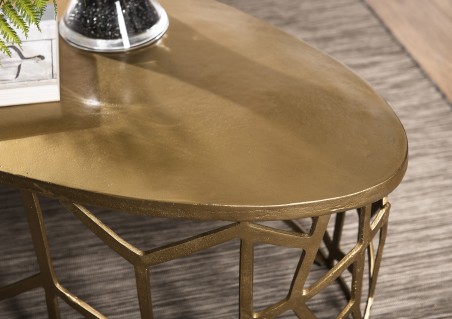 Table basse ovale JOHAN 150x60cm aluminium doré