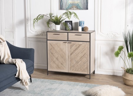 CARLA Buffet - Fir Wood and Metal 2 Doors 2 Drawers