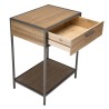 CARLA Bedside Table - Teak Wood and Metal - 1 Drawer 1 Shelf