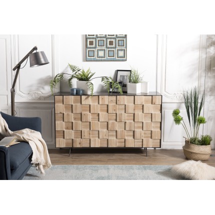 CARLA Sideboard 4 Doors Fir Wood and Metal Legs