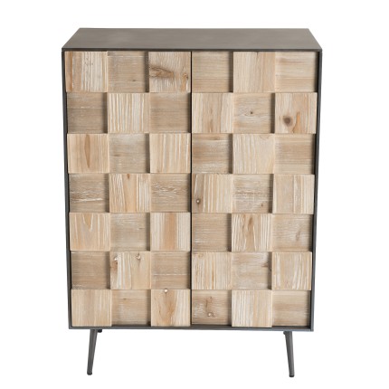 CARLA Sideboard 2 Doors Fir Wood and Metal Legs - Elegant Storage Solution