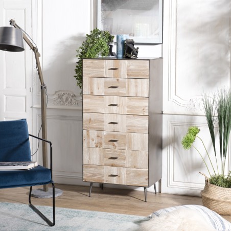 Chiffonnier CARLA - Bois Sapin et Pieds Métal
