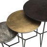 JOHAN - Set of 3 Round Nesting Tables in Black and Silver Gold Aluminum