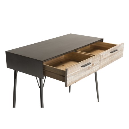 Bureau CARLA - Bois Sapin et Métal - 2 Tiroirs