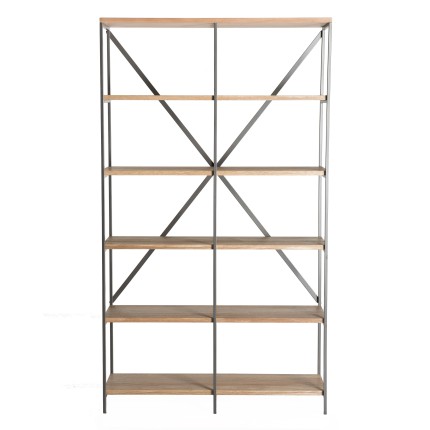 CARLA Shelving Unit - Teak and Metal Shelf with 5 Levels