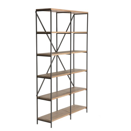 CARLA Shelving Unit - Teak and Metal Shelf with 5 Levels