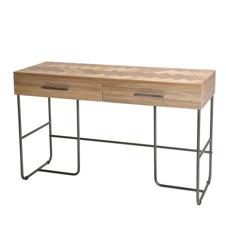 Bureau CARLA - Bois teck et métal noir - 2 tiroirs