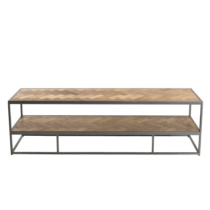 CARLA TV Stand - Teak Wood and Metal - 2 Levels