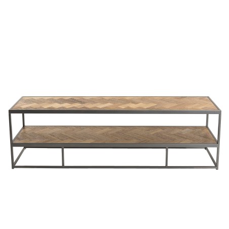 CARLA TV Stand - Teak Wood and Metal - 2 Levels