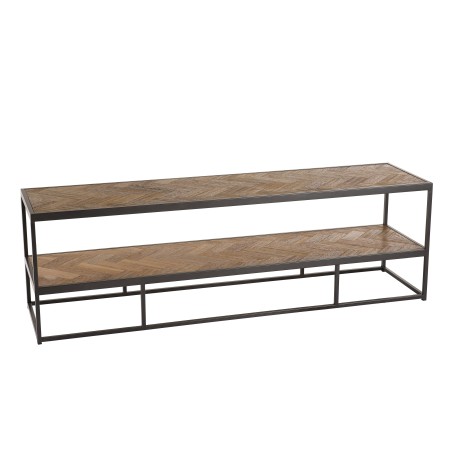 CARLA TV Stand - Teak Wood and Metal - 2 Levels