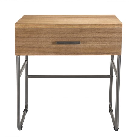 CARLA - Teak Wood Bedside Table with Metal Legs