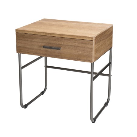 CARLA - Teak Wood Bedside Table with Metal Legs