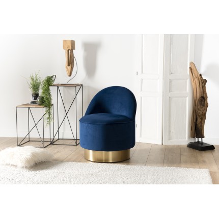 AGATHE Velvet Blue Navy Armchair - Refined Design for Comfort