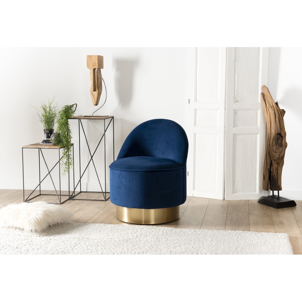 AGATHE Velvet Blue Navy Armchair - Refined Design for Comfort