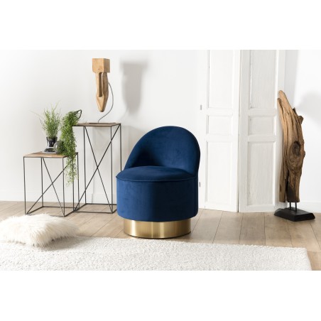 AGATHE Velvet Blue Navy Armchair - Refined Design for Comfort