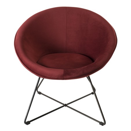 Fauteuil AGATHE - Velours Bordeaux - Pieds Croisés