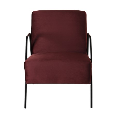 AGATHE Velvet Bordeaux Lounge Chair - Metal Legs