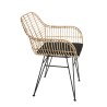 CAMILLE Natural Rattan Armchair with Black Cushion