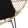 CAMILLE - MANHATTAN Natural Rattan Armchair with Black Cushion and Metal Legs